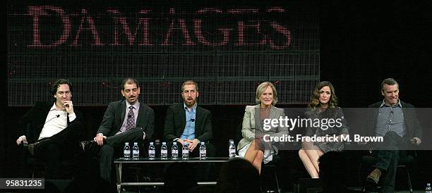 The panel of the television show "Damages" producers Daniel Zelman, Glenn Kessler, and Todd A. Kessler, and actors Glenn Close, Rose Byrne, and Tate...