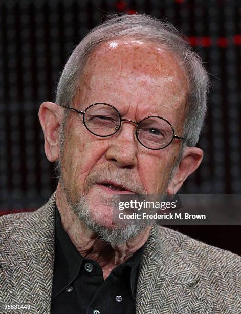 Writer/executive producer Elmore Leonard of the television show "Justifield" speaks during the FX portion of the 2010 Television Critics Association...