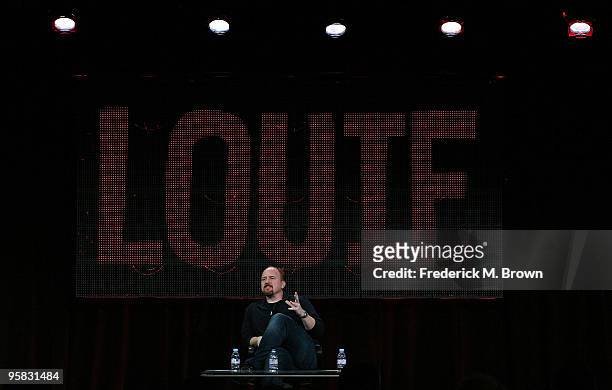 Comedian Louis C. K. Of the television show "Louie" speaks during the FX portion of the 2010 Television Critics Association Press Tour at the Langham...