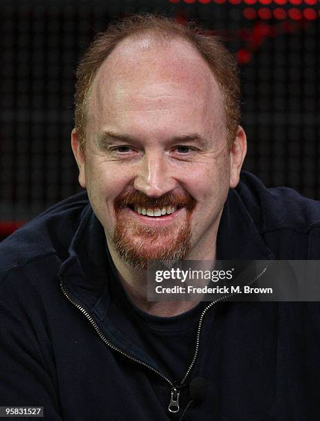 Comedian Louis C. K. Of the television show "Louie" speaks during the FX portion of the 2010 Television Critics Association Press Tour at the Langham...