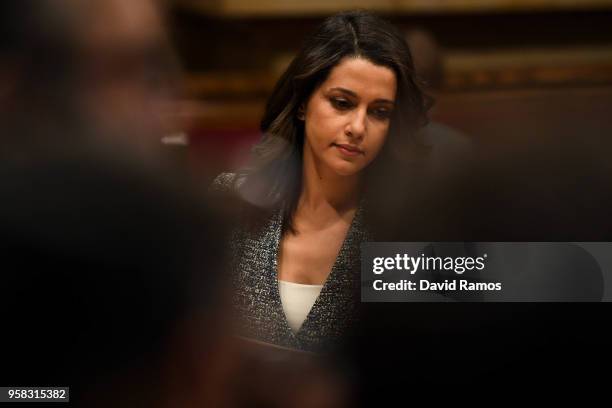 Ines Arrimadas, leader of Ciudadanos, gives a speech during the second day of the parliamentary session debating on his investiture as the new...