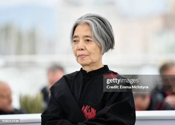 Actress Kirin Kiki attends the photocall for the "Shoplifters " during the 71st annual Cannes Film Festival at Palais des Festivals on May 14, 2018...