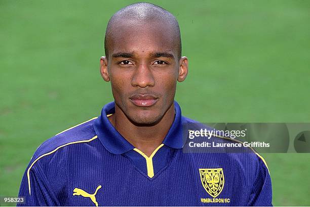 Portrait of Damien Francis of Wimbledon during the Wimbledon FC 2001/02 season photocall held at the Richardson Evans Ground in London. \ Mandatory...