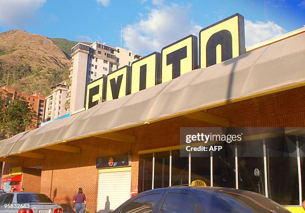 The entrance of a French-owned supermarket Exito is seen on January 11, 2010 in Caracas. President Hugo Chavez nationalized the chain of supermarkets...