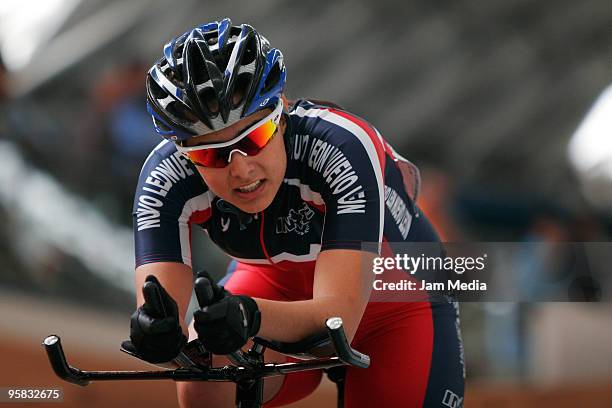 Carolina Leal competes during the national cycling championship Copa Federacion at the National Center for High Performance on January 17, 2010 in...