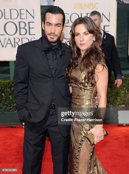 Actor Aaron Diaz and TV personality Kate del Castillo arrive at the 67th Annual Golden Globe Awards held at The Beverly Hilton Hotel on January 17,...