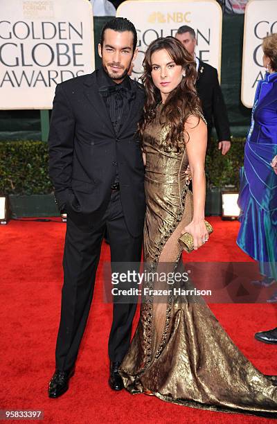 Actor Aaron Diaz and TV personality Kate del Castillo arrive at the 67th Annual Golden Globe Awards held at The Beverly Hilton Hotel on January 17,...