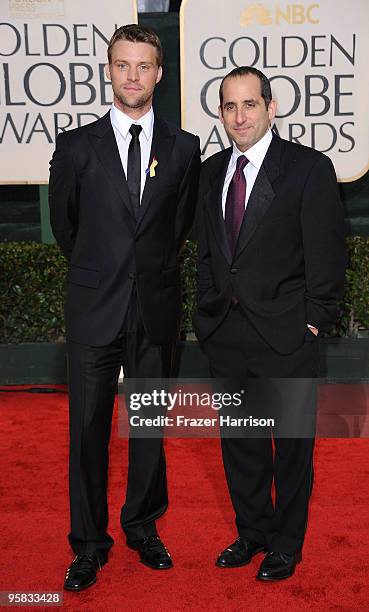 Actors Jesse Spencer and Peter Jacobson arrive at the 67th Annual Golden Globe Awards held at The Beverly Hilton Hotel on January 17, 2010 in Beverly...