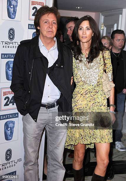 Musician Paul McCartney and Nancy Shevell attends the BAFTA/LA's 16th Annual Awards Season Tea Party at Beverly Hills Hotel on January 16, 2010 in...