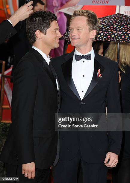 Actor Neil Patrick Harris and boyfriend David Burtka arrive at the 67th Annual Golden Globe Awards at The Beverly Hilton Hotel on January 17, 2010 in...