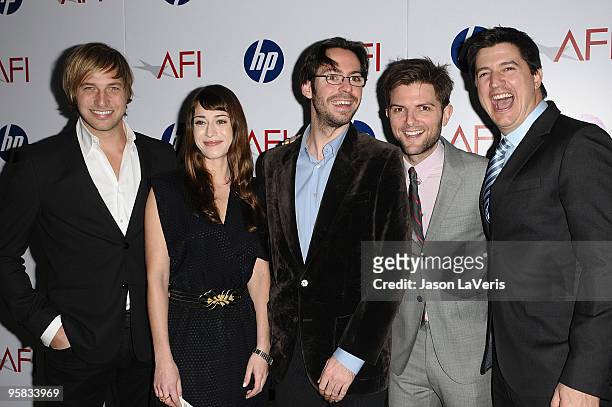 Party Down" cast members Ryan Hansen, Lizzy Caplan, Martin Starr, Adam Scott and Ken Marino attend the AFI Awards 2009 luncheon at Four Seasons Hotel...