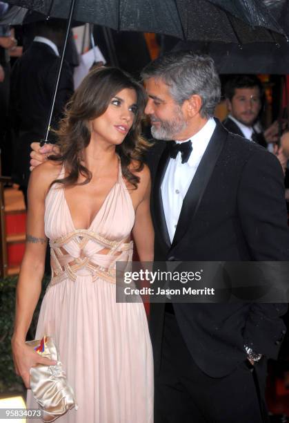 Actor George Clooney and Elisabetta Canalis arrive at the 67th Annual Golden Globe Awards held at The Beverly Hilton Hotel on January 17, 2010 in...