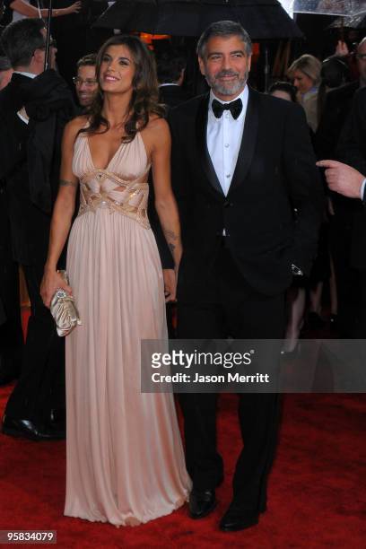 Actor George Clooney and Elisabetta Canalis arrive at the 67th Annual Golden Globe Awards held at The Beverly Hilton Hotel on January 17, 2010 in...