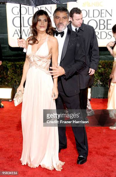 Elisabetta Canalis and actor George Clooney arrive at the 67th Annual Golden Globe Awards held at The Beverly Hilton Hotel on January 17, 2010 in...