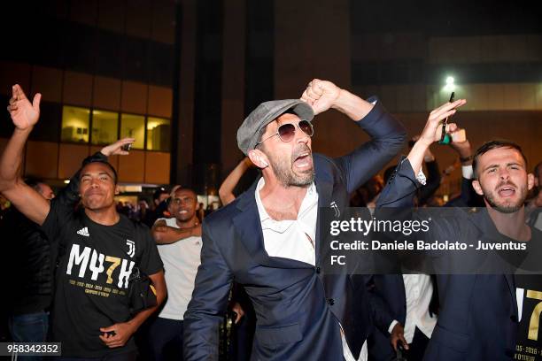 Gianluigi Buffon during Juventus Travel back to Turin after winning Serie A at on May 14, 2018 in Turin, Italy.