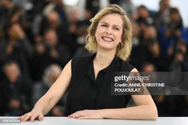 French actress Karin Viard poses on May 14, 2018 during a photocall for the film "Little Tickles " at the 71st edition of the Cannes Film Festival in...