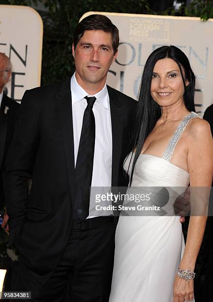 Actor Matthew Fox and guest arrives at the 67th Annual Golden Globe Awards at The Beverly Hilton Hotel on January 17, 2010 in Beverly Hills,...