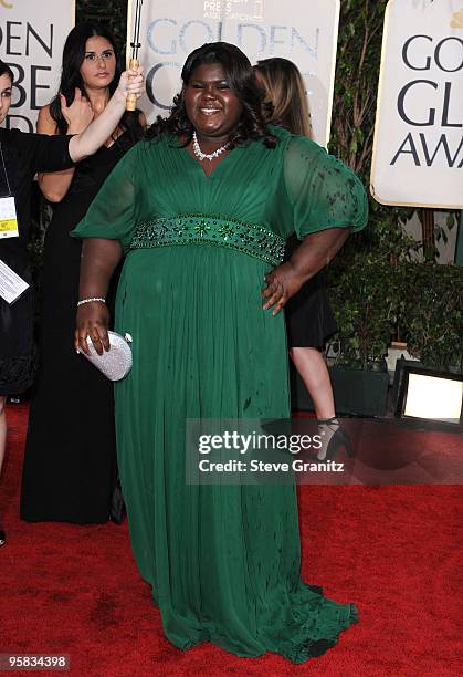 Actress Gabourey Sidibe arrives at the 67th Annual Golden Globe Awards at The Beverly Hilton Hotel on January 17, 2010 in Beverly Hills, California.