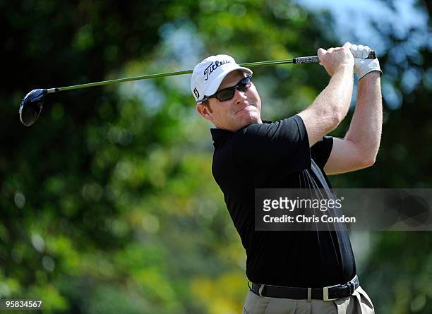 Troy Matteson tees off on during the final round of the Sony Open in Hawaii held at Waialae Country Club on January 17, 2010 in Honolulu, Hawaii.