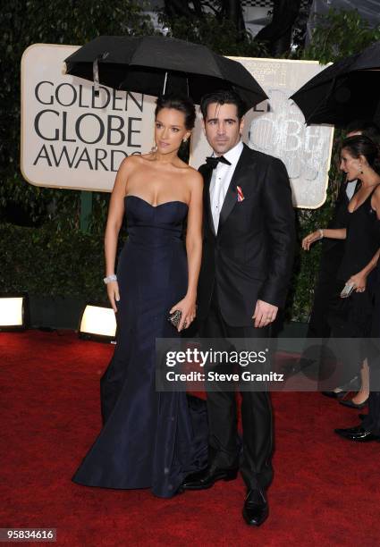 Actors Alicja Bachleda and Colin Farrell arrive at the 67th Annual Golden Globe Awards at The Beverly Hilton Hotel on January 17, 2010 in Beverly...