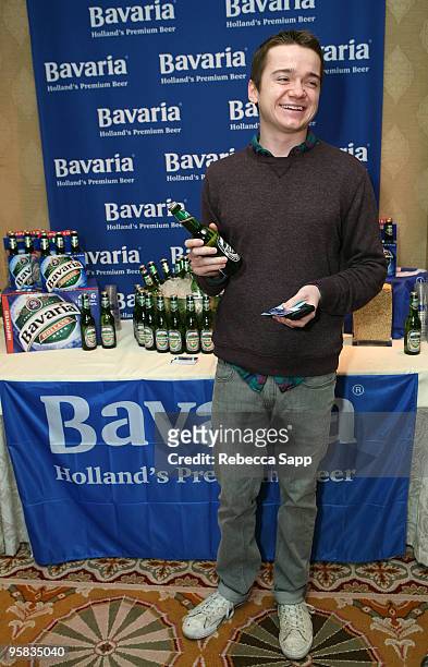 Actor Dan Byrd poses at the Bavaria Holland's Premium Beer display during the HBO Luxury Lounge in honor of the 67th annual Golden Globe Awards held...