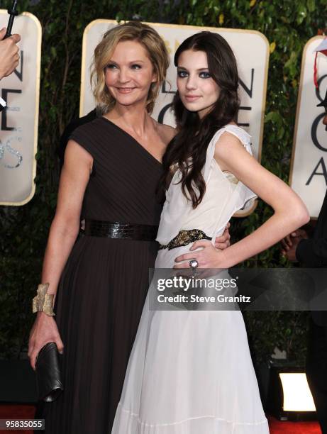 Actress Joan Allen and guest arrive at the 67th Annual Golden Globe Awards at The Beverly Hilton Hotel on January 17, 2010 in Beverly Hills,...