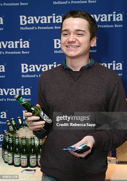 Actor Dan Byrd poses at the Bavaria Holland's Premium Beer display during the HBO Luxury Lounge in honor of the 67th annual Golden Globe Awards held...