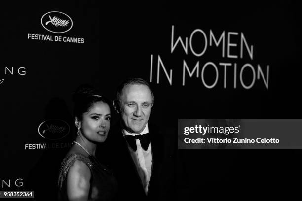 Salma Hayek Pinault and Francois-Henri Pinault attend the Women in Motion Awards Dinner, presented by Kering and the 71th Cannes Film Festival, at...