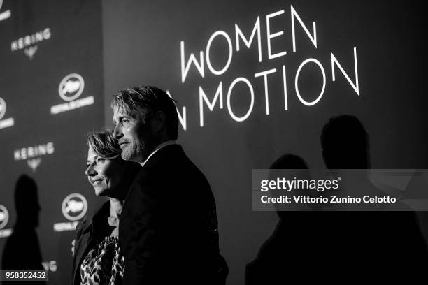 Hanne Jacobsen and Mads Mikkelsen attend the Women in Motion Awards Dinner, presented by Kering and the 71th Cannes Film Festival, at Place de la...