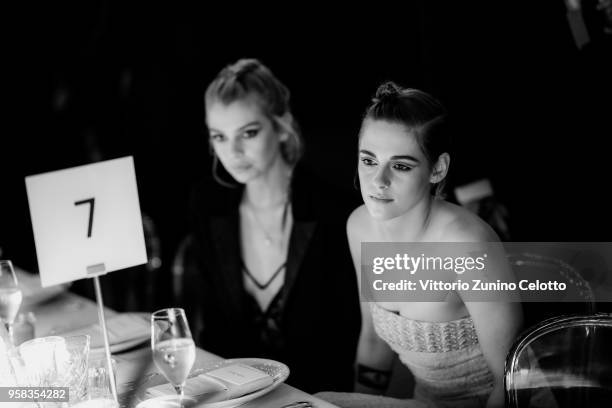 Stella Maxwell and Kristen Stewart attend the Women in Motion Awards Dinner, presented by Kering and the 71th Cannes Film Festival, at Place de la...