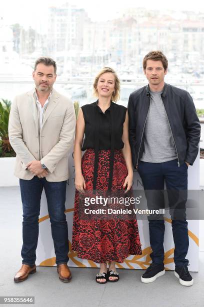 Actor Clovis Cornillac, director Andrea Bescond and actor Clovis Cornillac attend the photocall for the "Little Tickles " during the 71st annual...