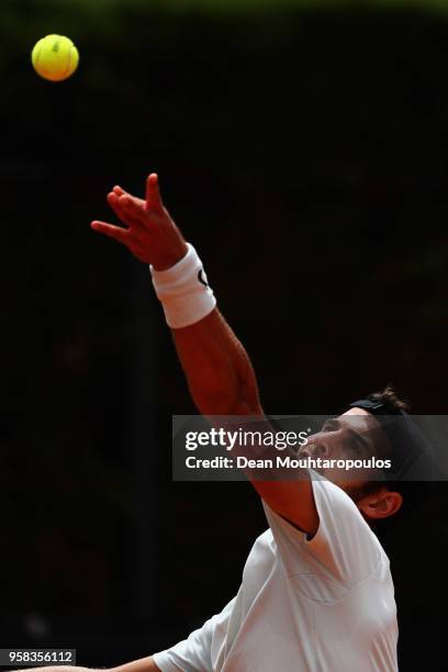 Karen Khachanov of Russia serves in his match against Philipp Kohlschreiber of Germnay during day two of the Internazionali BNL d'Italia 2018 tennis...