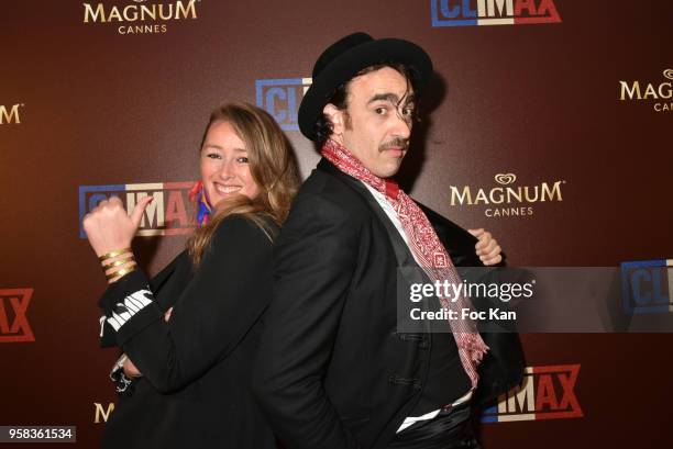 Eglantine Langevin and DJ Singer Nicolas Ullmann attend the Climax Party at Magnum Beach on during the 71st annual Cannes Film Festival at Palais des...