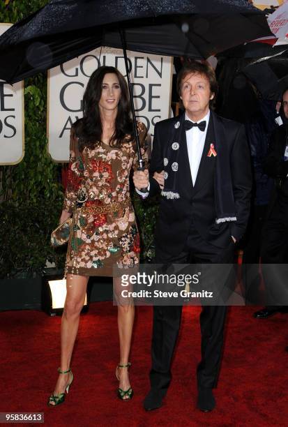 Nancy Shevell and musician Paul McCartney arrive at the 67th Annual Golden Globe Awards at The Beverly Hilton Hotel on January 17, 2010 in Beverly...