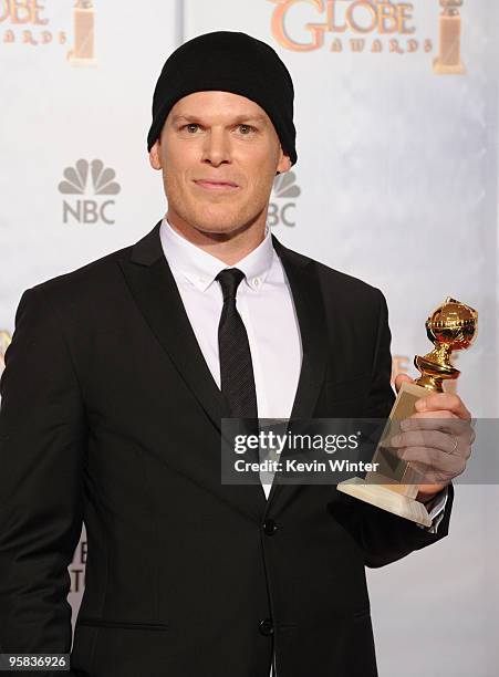 Actor Michael C. Hall, winner of the Best Performance by an Actor in a Television Series - Drama award for "Dexter" poses in the press room at the...