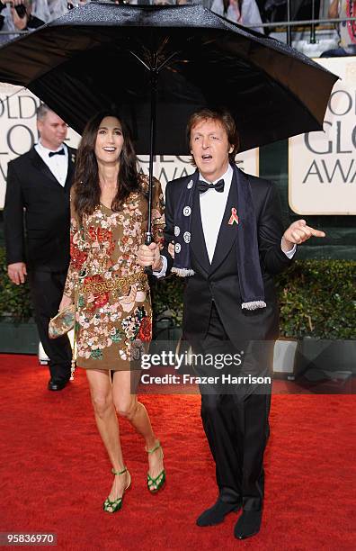 Musician Paul McCartney and Nancy Shevell arrives at the 67th Annual Golden Globe Awards held at The Beverly Hilton Hotel on January 17, 2010 in...