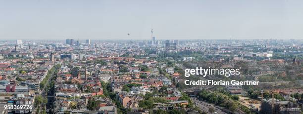 The cityscape is seen fron the so called 'Steglitzer Kreisel' on May 09, 2018 in Berlin, Germany.