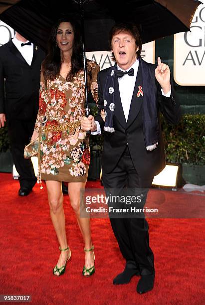 Musician Paul McCartney and Nancy Shevell arrive at the 67th Annual Golden Globe Awards held at The Beverly Hilton Hotel on January 17, 2010 in...