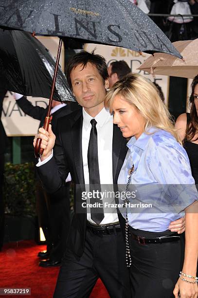 David Duchovny and Tea Leoni arrive at the 67th Annual Golden Globe Awards held at The Beverly Hilton Hotel on January 17, 2010 in Beverly Hills,...