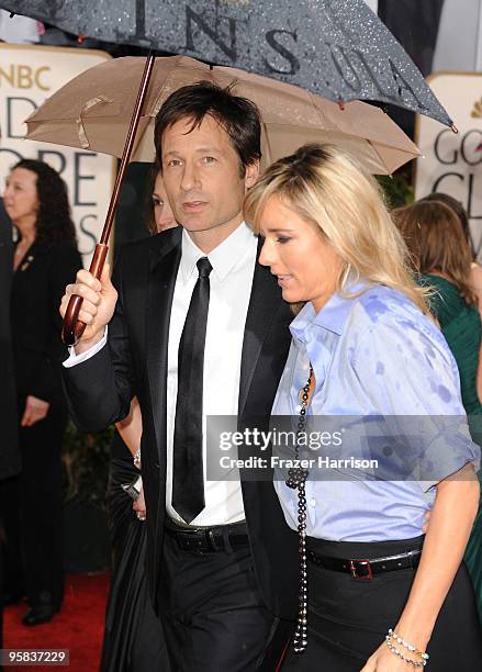 David Duchovny and Tea Leoni arrive at the 67th Annual Golden Globe Awards held at The Beverly Hilton Hotel on January 17, 2010 in Beverly Hills,...