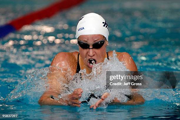 Katie Hoff swims the Breaststroke portion of the Women's 400 IM Final during the Long Beach Grand Prix on January 17, 2010 in Long Beach, California.