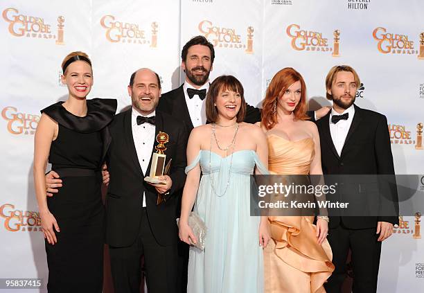 Actress January Jones, series creator and executive producer Matthew Weiner, actor Jon Hamm, actress Elisabeth Moss, actress Christina Hendricks and...