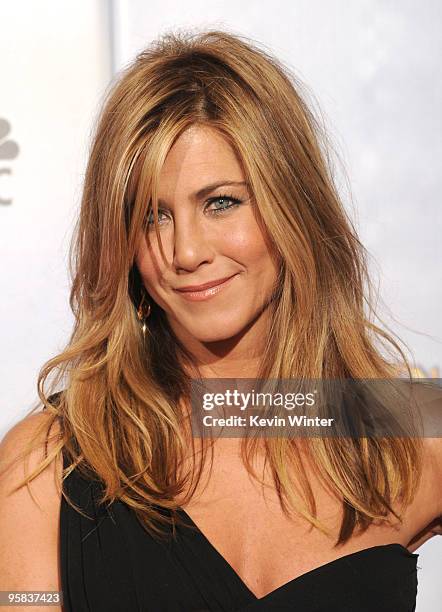 Actress Jennifer Aniston poses in the press room at the 67th Annual Golden Globe Awards held at The Beverly Hilton Hotel on January 17, 2010 in...