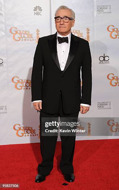 Director Martin Scorsese poses in the press room after receiving the Cecil B. DeMille award at the 67th Annual Golden Globe Awards held at The...