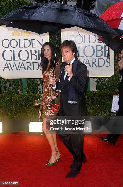 Nancy Shevell and musician Paul McCartney arrive at the 67th Annual Golden Globe Awards held at The Beverly Hilton Hotel on January 17, 2010 in...