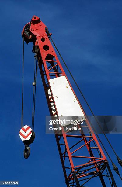 red crane background. - pulley stock pictures, royalty-free photos & images
