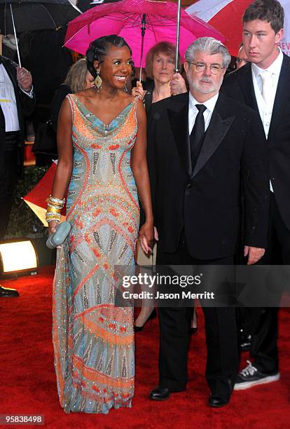 Director George Lucas and Mellody Hobson arrives at the 67th Annual Golden Globe Awards held at The Beverly Hilton Hotel on January 17, 2010 in...