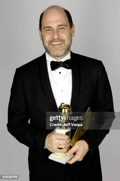 Writer Matthew Weiner poses for a portrait backstage during the 67th Annual Golden Globe Awards at The Beverly Hilton Hotel on January 17, 2010 in...