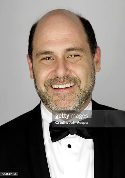 Writer Matthew Weiner poses for a portrait backstage during the 67th Annual Golden Globe Awards at The Beverly Hilton Hotel on January 17, 2010 in...