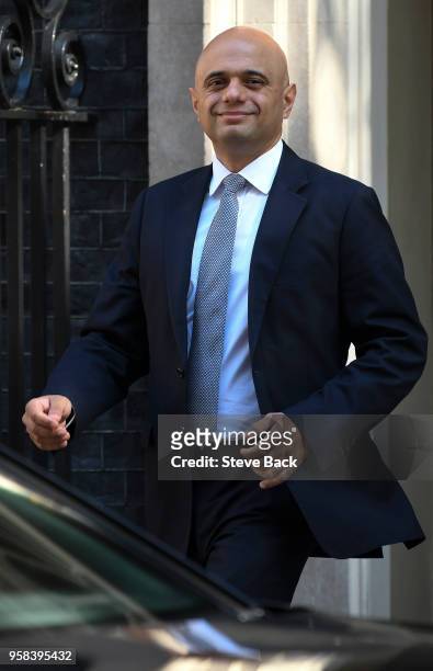 Newly appointed Home Secretary Sajid Javid leaves No10 Downing Street on May 14, 2018 in London, England.